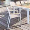 DEGHI Sedia da giardino con braccioli in legno in alluminio bianco e textilene tortora - Catuja