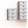 DEGHI Cassettiera 50x60h cm effetto rovere naturale con 3 cassetti in tessuto bianco - Helga