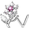 OUFER 20G Fiore Piercing Naso Argento 925 L Piercing Naso Donna Anellino Transparent CZ 7 mm Nose Stud Gioielli Per Il Corpo Per Le Donne
