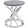 JYMTOM, tavolino rotondo da caffè, tavolino in acciaio inox, mobili da scrivania, in vetro temperato grigio chiaro, per soggiorno, camera da letto, Nero argento, 50cm Round