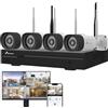 NIVIAN Kit Videosorveglianza WiFi Professionale 2K con 4 Telecamere IP, NVR 16 Canali, Immagini Super HD, IA Rilevamento Umano, Visione Notturna, Audio, HDMI, App EseeCloud, Registrazione 24/7