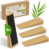 ECENCE Set di 4 Fermaporta da Pavimento in Bambù Antiscivolo con Gomma, Blocca Porta per tutte le porte, Cunei in Bambù per porte interne e d'ingresso