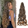 FESHFEN French Curls Braiding Hair - 3 Pezzi Loose Wave Curly Braids Extension Sintetici Estensioni Capelli per Treccine Ondulati Braiding Trecce per Donne, 60 cm Ombre Nero/Burro