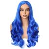 Colorful panda Parrucca riccia ondulata lunga 24 pollici/60 cm per donne parte centrale parrucche piene resistenti al calore sintetico costume Halloween Cosplay parrucca (blu)