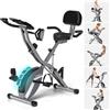 VANNECT 5 in 1 Cyclette Pieghevole con Schienale e 16 Livelli di Resistenza, bici da fitness Cyclette da casa con fascia di resistenza, Monitor LCD Misurazione e Delle Pulsazioni, Portata 160Kg