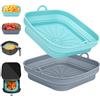Alyvisun 2 Pezzi Teglie per Friggitrice ad Aria, Teglia in Silicone per Air Fryer, Riutilizzabile Quadrato Accessori Friggitrice ad Aria per Airfryer, Microonde, Forno (Blu+Grigio)