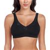 Curyon Reggiseno Classico in Cotone per Donna Senza Ferretto con Sostegno Forte Taglie Grandi 54 Ganci e Occhielli Senza Imbottitura Morbido ed Elastico Reggiseno Senza Ferretto Nero 5B