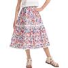 Rolanko Gonna Lunga Floreale Boho per Ragazze, Abito Lungo Svasato con Volant a Vita Alta Elasticizzato e Linea ad A, Rosso Floreale, Taglia: 10-11 Anni/150