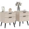 HOMCOM Set 2 Comodini Stile Nordico con Cassetto e Base Rialzata, in Legno, 40x40x50 cm, color Quercia | Aosom Italy