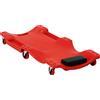 DURHAND Carrello da Meccanico con Poggiatesta Imbottito e 2 Vassoi Laterali in Plastica Rossa, 100x48x12 cm | Aosom Italy