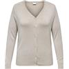 ONLY Carmakoma LS V-Neck Knt Carvenice Life-Maglia Cardi con Scollo a V, Bianco e Grigio, XL Donna