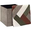 Home Deco Factory, HD0550, Pouf Pieghevole Multifunzionale Patchwork a Coste, Contenitore e Comoda Seduta, Design Elegante, Ideale per Soggiorno, Beige, Grigio, Rosso, Verde, 38x38 cm