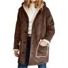 CRITOR Trench da Donna in Montone Scamosciato Sintetico Capispalla Invernale Foderato in Morbida Pelliccia Scamosciata da Donna con Cappuccio