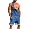 YOSUWOAI Jeans Salopette da uomo in denim, vestibilità normale, estiva, corta, con tasche multiple, da uomo, casual, da lavoro, con spalline regolabili, pantaloni in jeans, O grigio., XXXL