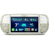 XTRONS 7 pollici Android 13 Car Stereo Radio Player 4+64GB, Built-in 4G Wireless GPS Navigazione Car Play DSP RDS Radio Bluetooth WIFI, Supporto AHD CAM TPMS DVR DAB+per Fiat 500 (2007-2015) Crema