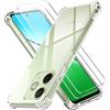 iVoler 3 in 1 Cover per Oppo A5 PRO 4G / Oppo A5 PRO 5G con 2 Pezzi Pellicola Vetro Temperato, Custodia Antiurto Anti-Graffio Trasparente, Sottile Morbida in Silicone TPU Protettiva Case