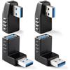 KUOQIY 4 Pezzi Adattatore ad Angolo USB 3.0 a 90°, Adattatore USB 3.0 90 Gradi Maschio a Femmina Combo, Adattatore Angolare da USB a USB, adattatore USB Angolato Destro/Sinistro/Su/Giù