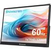 Showscren Monitor portatile 14 pollici 1920 x 1200P 60 Hz 400/cd luminosità 99% sRGB con altoparlante HDMI USB-C monitor per computer portatile PC telefono Raspberry Pi, schermo portatile