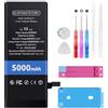 Elephantstory Batteria per iPhone 13, 5000 mAh Alta Capacità 0 Cicli Batteria ai Polimero agli ioni di litio per Modello A2482 A2631 A2634 A2635 A2633 con Kit di Strumenti di Riparazione e Guida