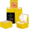 Gcardist Gelb Bäckerei Boxen con Finestra 15 Pezzi Mini Scatola per Macarons e Dolci (10,1 x 10,1 x 6,3 cm)