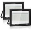 Plazique Faretto LED da Esterno 100W,2 Pezzi 10000LM Luci da Esterno,7000K Luce Bianca Fredda,IP67 Impermeabile,119 LEDs Faretti da esterno per giardino, cortile, garage,vialetto, officina