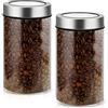 BORDEAG Marchio Barattolo Per Caffè Ermetico: Set Da 2, 800ml, Vetro Borosilicato In Acciaio Inossidabile, Coperchio Sottovuoto, Ideale Per Chicchi Di Caffè & Tè (90 * 160 mm)