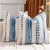 Tosleo Set di 2 federe decorative in ciniglia con motivo bohémien, 45 x 45 cm, motivo a righe, colore blu cielo