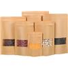 Gozmy Sacchetti Kraft con Finestra, Sacchetti con Chiusura, Sacchetti per Caffè, Sacchetti per Caramelle per Noci, Dolci, Chicchi di Caffè, Foglie Tè ecc. Marrone 11x17cm 50PZ