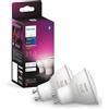 Philips Hue White and Color Ambiance, Faretto LED Smart GU10, Luce Bianca e Colorata, 350lm, Compatibile con Bluetooth, controllo vocale con Alexa, Apple Home e Google Assistant, pack da 2