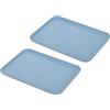 PATIKIL 12x9 Fast Food Vassoio 2 Pacco PP Plastica Riutilizzabile Multiuso Antiscivolo Rettangolo Vassoio Servizio per Caffetteria Ristorante Casa Cucina Blu