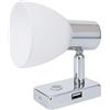 lighteu, 12V 3W D1 USB, Faretto a soffitto/parete finitura cromata, luce girevole per lettura e girevole con interruttore tattile Luce bianca/blu calda dimmerabile per yacht, camper