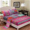 Loussiesd Set di lenzuola in stile bohémien, super morbido, in microfibra, multicolore, a righe, in stile bohémien, con decorazione retrò, 2 federe per cuscino per letto king size