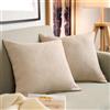 Blumtal Federe Cuscini Divano in Ciniglia, Copricuscini Divano, Federe Cuscino Divano, 2 Pezzi, 60 x 60cm, Taupe