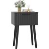 YMYNY Comodino, Tavolino in Legno, Cassetti decorati in ondulata, Maniglia magnetica, Gambe di legno massiccio, Piccolo Tavolo da Caffè, per Camera da Letto, Soggiorno, Nero HST014B