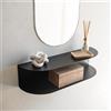 MILUKA Consolle Ingresso Moderno 60 cm in Metallo Nero | Mensole da Muro Design a 2 Livelli per Mobile Ingresso, Comodino Sospeso o Toletta Trucco | Modello Ovva
