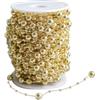 ReachMall 1 rotolo di catena decorativa per albero di Natale, ghirlanda di perline per albero di Natale, ghirlanda di cristalli, perline acriliche per decorazioni per feste (oro)