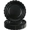 DHAIQC 50 Pezzi Piatti di Carta Neri 7 pollici/18cm, Piatti per Feste Smerlati Usa e Getta per Torte Dessert Cena per Compleanno Baby Shower Matrimonio Decorazioni per Feste Forniture (Nero, 18cm)