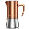 bonVIVO Moka a Induzione 6 Tazze 300 ml in Acciaio Inox Rame | Compatibile con induzione, gas e vetroceramica, acciaio inox, capacità 300 ml, design elegante color rame