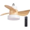 wonderlamp Ventilatore LED Debu bianco+legno filettatura E27 CCT 3000-4000-6000K Dim, intensità regolabile 15W, silenzioso