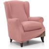 FAVERTI® Fodera elastica per poltrona da 70 a 100 cm | modello reale | rosa pastello | fodera regolabile per poltrona paraorecchie universale | protezione di qualità in tessuto jacquard in cotone