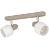 Eglo Lampada da soffitto Corato, a 2 luci, con faretti orientabili, plafoniera in metallo color sabbia e nichel opaco, vetro bianco, con attacco E14