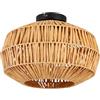 Eglo Lampada da soffitto Sheldon, per soggiorno, stile boho, con paralume in carta rafia, con attacco E27, Ø 38 cm