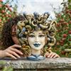 Sofia Ceramiche Comp Testa Medusa h 25 cm — con Perline Blu | Ceramica Caltagirone - 25 cm / Linea Medusa / Donna