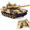 Supdex 1/24 RC Serbatoio, Telecomando Battaglia Russo T90 Army Modello Serbatoio con effetti sonori, Luci e Fumo, 2.4G Modello Militare Giocattolo per Bambini, Infrarossi Battaglia Giocattolo con