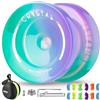 MAGICYOYO JoJo Responsive Yoyo per bambini, professionale JoJo Trick Jo Jo per principianti, Crystal JoJo K2 verde gradiente, multiuso, JoJo con cuscinetti a sfera Yoyo Unresponsive + 12 corde Jo Jo