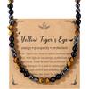 JSDDE Collana con perle in pietre e cristalli naturali per uomo e donna, tripla protezione in occhio di tigre, ossidiana, ematite, pietre preziose, gioielli amuleto regalo spirituale compleanno