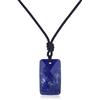 COAI Collana Lapislazzuli Uomo Donna, Ciondolo Lapislazzuli Rettangolare, Collana Pietra Naturale Unisex con Cordino Regolabile