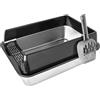 Supfine Lettiera per gatti in acciaio inox XXL, grande capacità, in acciaio inox con bordo alto, resistente agli odori, grande con paletta per lettiera e tappetino antiscivolo (nero, 60 x 40 x 30 cm, XXL)