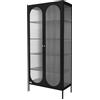 ML DESIGN modern living ML-Design Vetrina 80x175x40 cm Nera - Armadio Alto con 5 Ripiani e 2 Ante - Mobile in Acciaio con Maniglie Oro Rosa Credenza Stile Industriale per Soggiorno Libreria Archivio Ufficio
