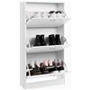 BAKAJI Scarpiera Salvaspazio Slim Portascarpe in Legno Melaminico con 3 Ante a Ribalta e Doppia Profondita' Dimensioni 60 x 24 x 120 cm Bianco